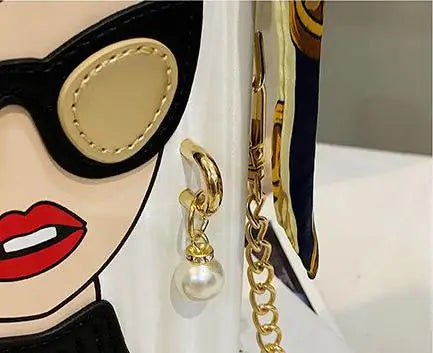 Woman Purses and Handbags Beauty Women Shoulder Bag Scraf Pearl Decorated Party Bag Funny Clutch Bag Crossbody Bag
