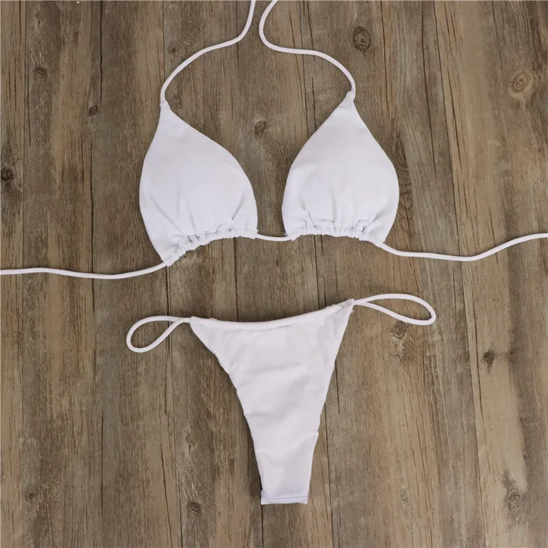 Women's Bikini Swimsuits - Beach Vacation Style Spa Swimsuits - Braided and Thin Strap Necked Swimsuits for Big and Small Busts