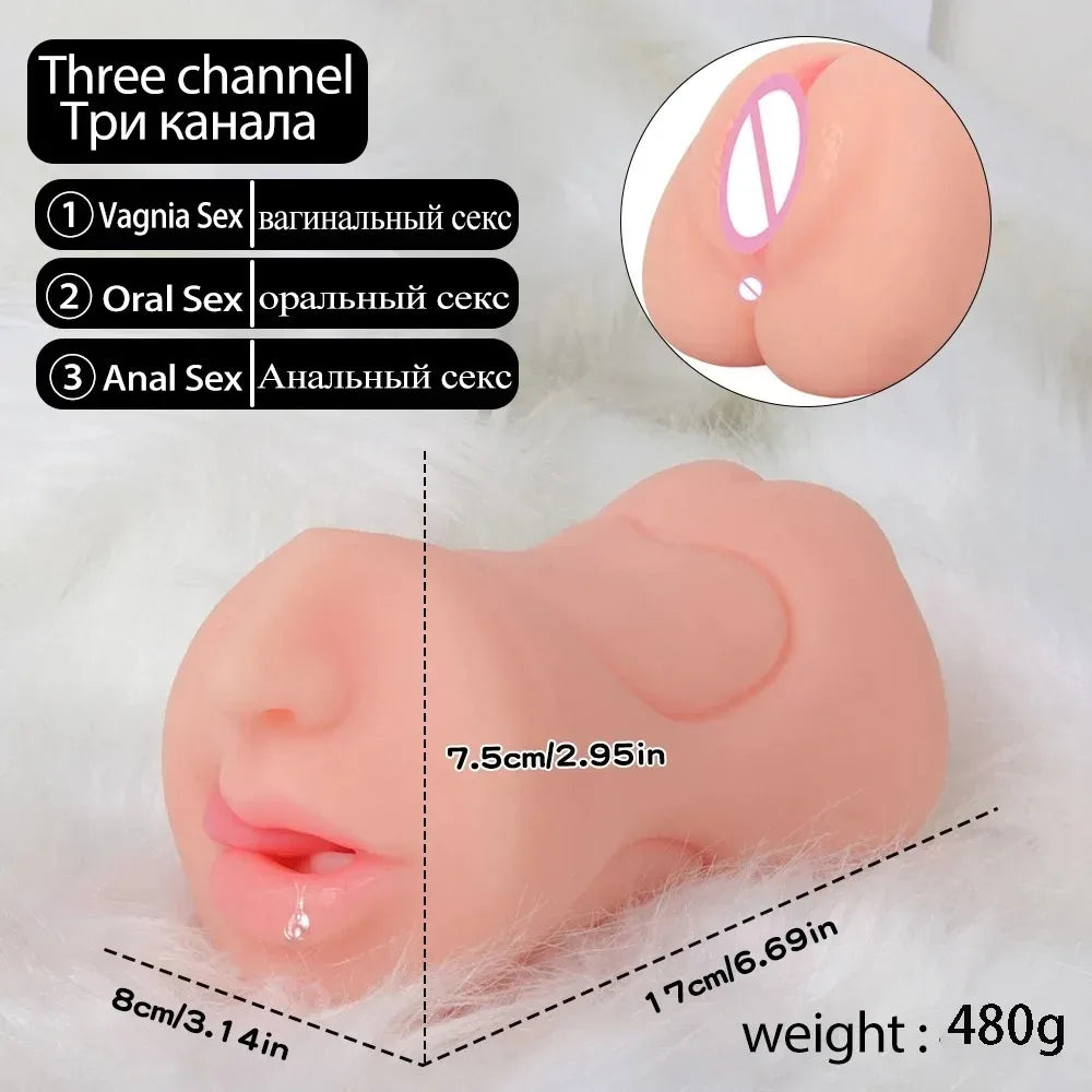 Adult Products, Men's Three in One Sex Toy, Airplane Cup, Deep Throat, Realistic Vagina, Realistic Anus, Artificial Mouth, 18+xx