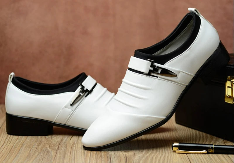 Mens Dress Shoes Business Leather Shoes Luxury Slip on Oxfords Point Toe Men Wedding Shoes Loafers Classic Plus Size Formal Shoe