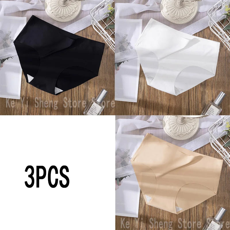 3 pieces of low-rise, seamless, solid-color underwear for women, comfortable, breathable and sexy