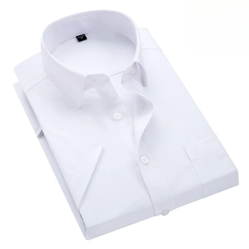 Lynett Lamar Men's Striped Short Sleeve Formal Shirt — Smart Casual Business Office Up to 6XL
