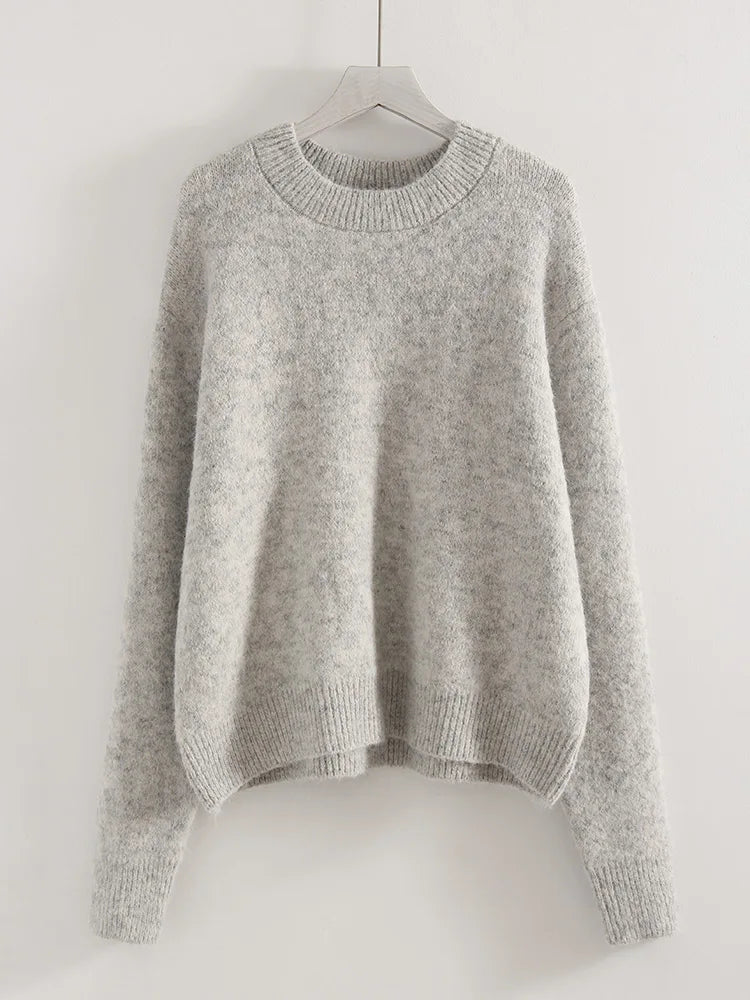 Women's Winter Sweater 2025 Warm Pullovers O Neck Knitwear Loose Knit Jumpers Basic Brown Sweaters For Women Winter Pink