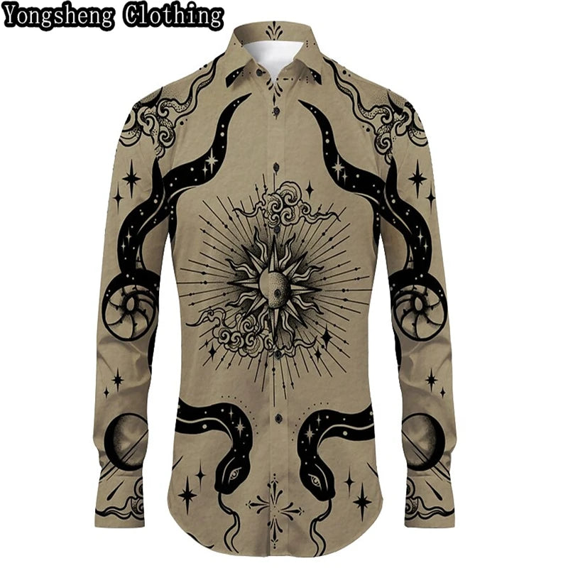 Men's Buttoned Shirt Spring Summer Long Sleeve Mexican Western Denim Comfortable Outdoor Farm Work Fit Easy Clean Large Size 6XL