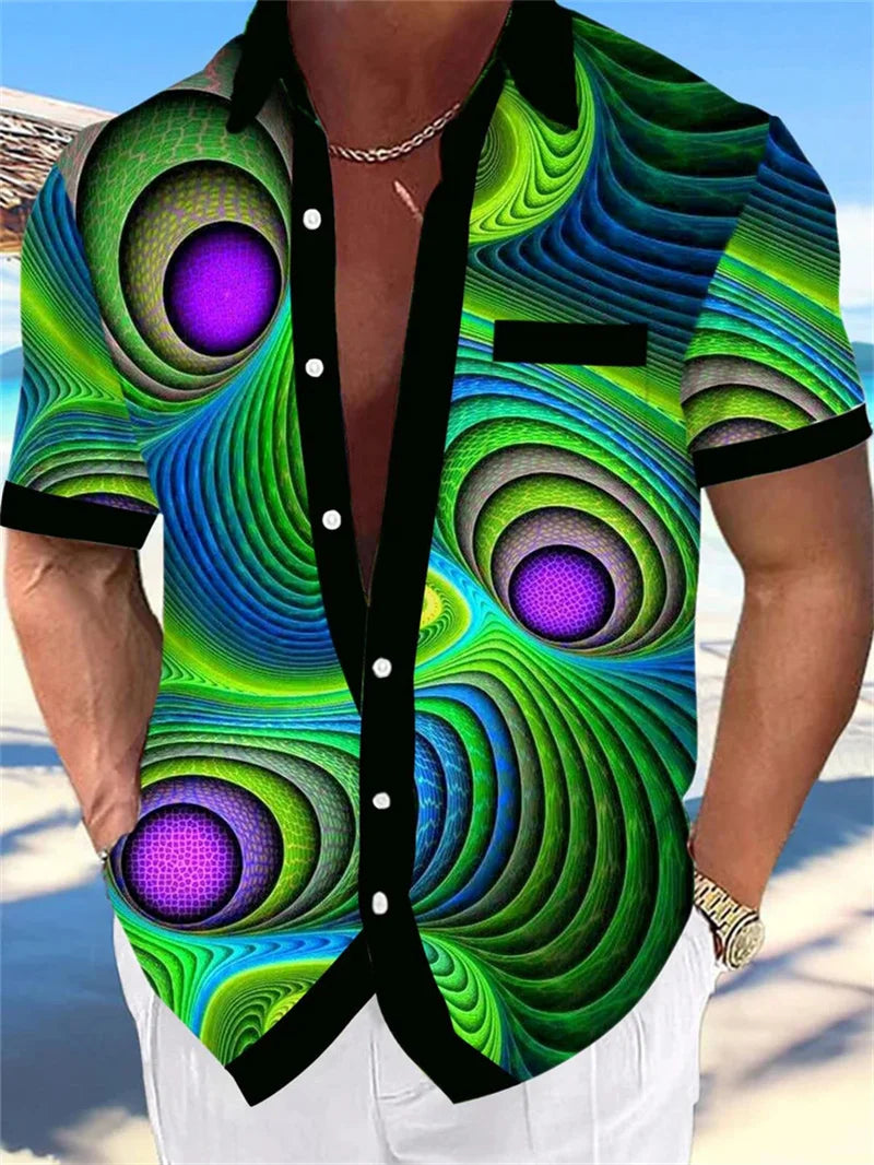 Button up shirt for men, Hawaiian shirt, strawberry short sleeved button up shirt, summer beach shirt, men's shirt, hot selling