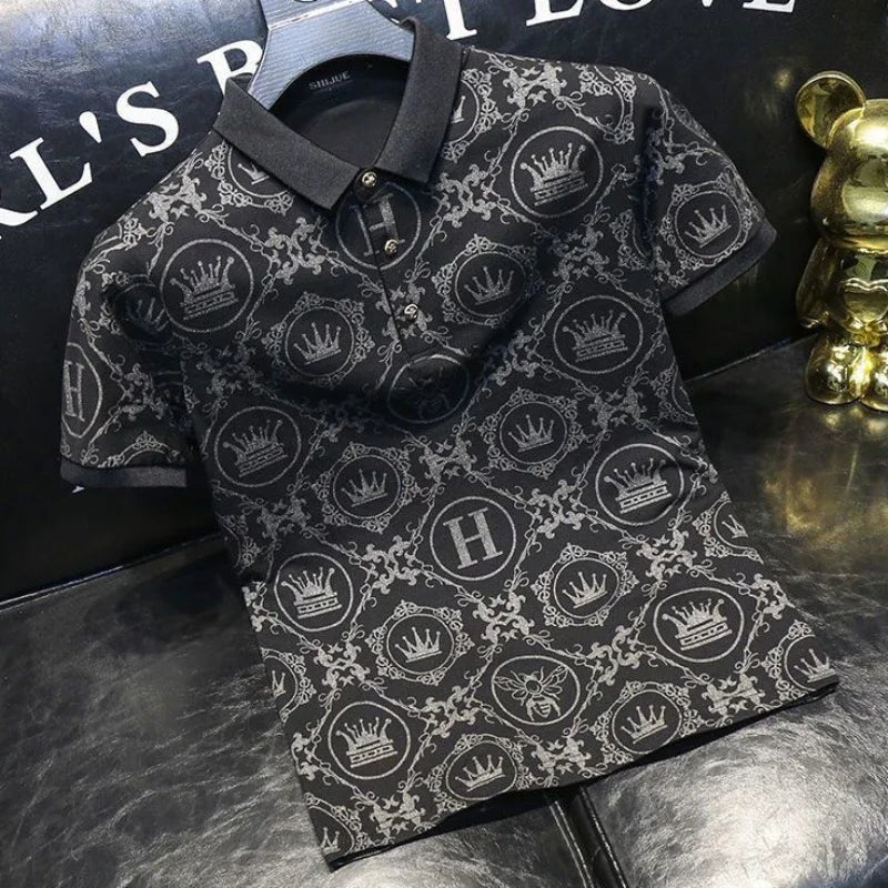 Polo Shirts Drawings T Shirt for Men Rock Top Alphabet Man with Collar Tee Quick-drying Casual Luxury Elegant Slim Fit Summer Xl