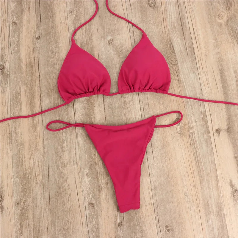 Women's Bikini Swimsuits - Beach Vacation Style Spa Swimsuits - Braided and Thin Strap Necked Swimsuits for Big and Small Busts
