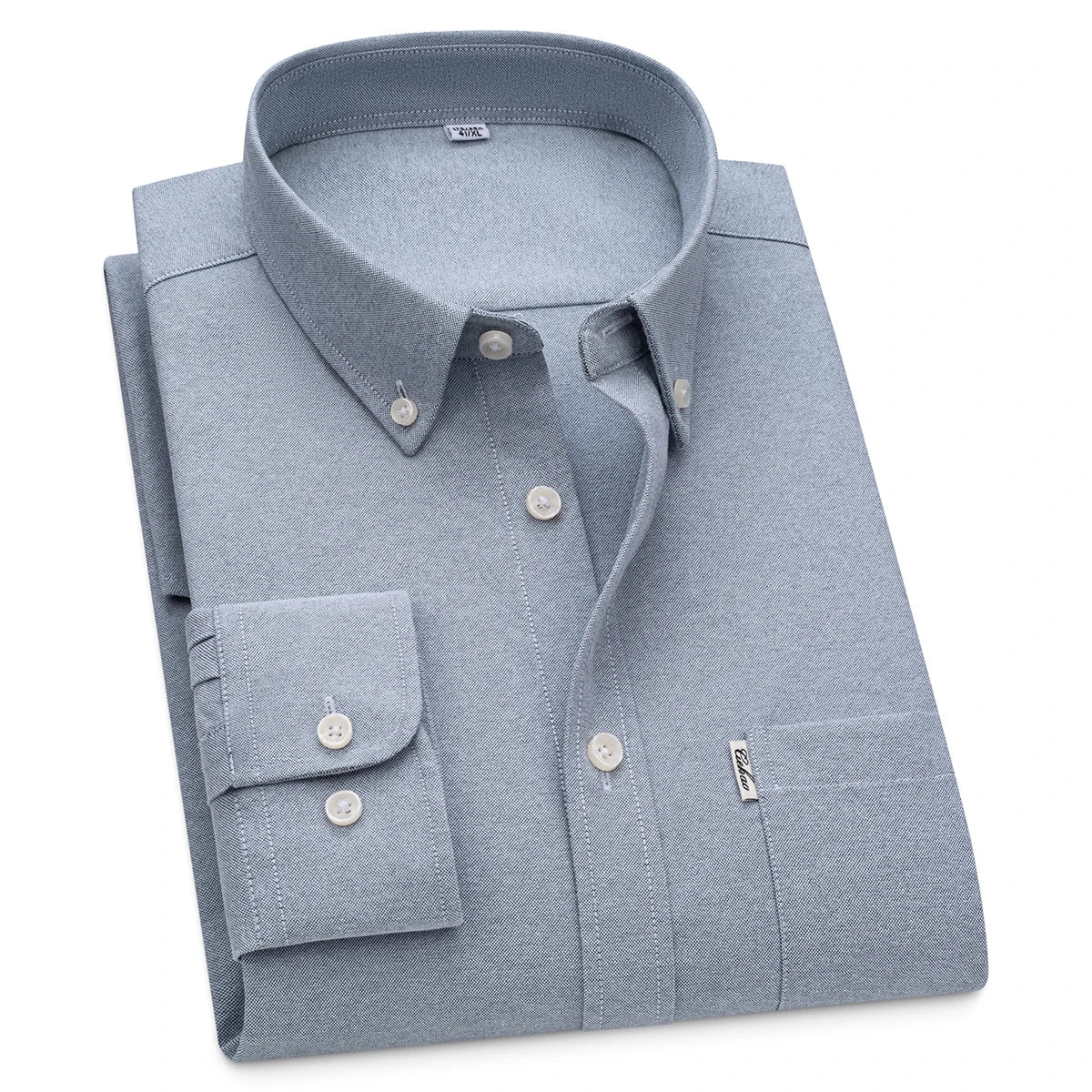 Lynett Lamar Men's 100% Cotton Oxford Long Sleeve Dress Shirt — Button-Down Casual Spring Autumn