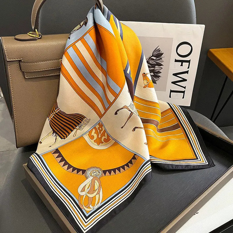 100% Silk Scarf Women Mulberry Luxury High Quality Square Fashion Print Hair Neckerchief Lady Shawl Wraps Hijab Bandana Scarves