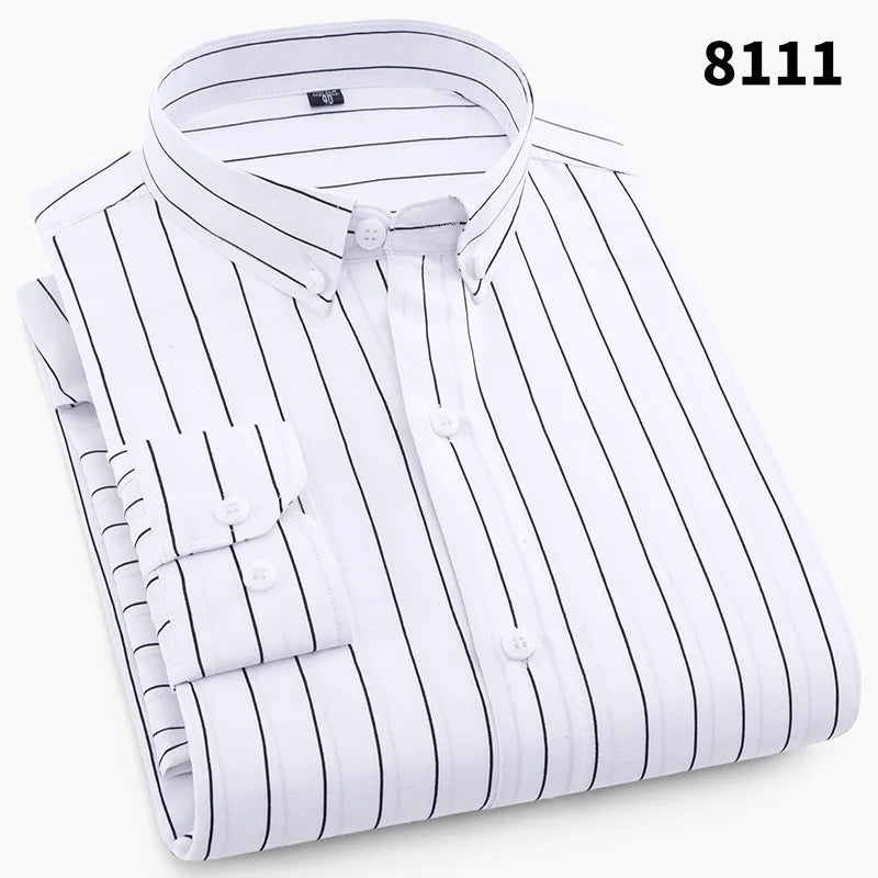 Lynett Lamar Men's Plaid & Striped Print Long Sleeve Casual Shirt — Regular Fit Business Social