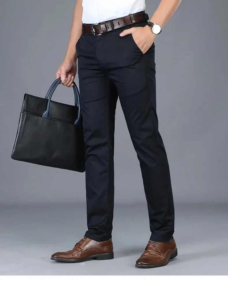 Classic Casual Pants Mens Clothing Straight Business Green Black Khaki Trousers Comfortable Male Brand Clothing 2023