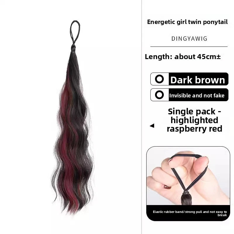 50cm Synthetic Self-Winding Hair Bundle With Elastic Loop DIY Hair Ponytail Bundle To Increase Hair Volume Bud Hair Bun