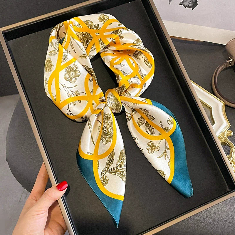100% Silk Scarf Women Mulberry Luxury High Quality Square Fashion Print Hair Neckerchief Lady Shawl Wraps Hijab Bandana Scarves