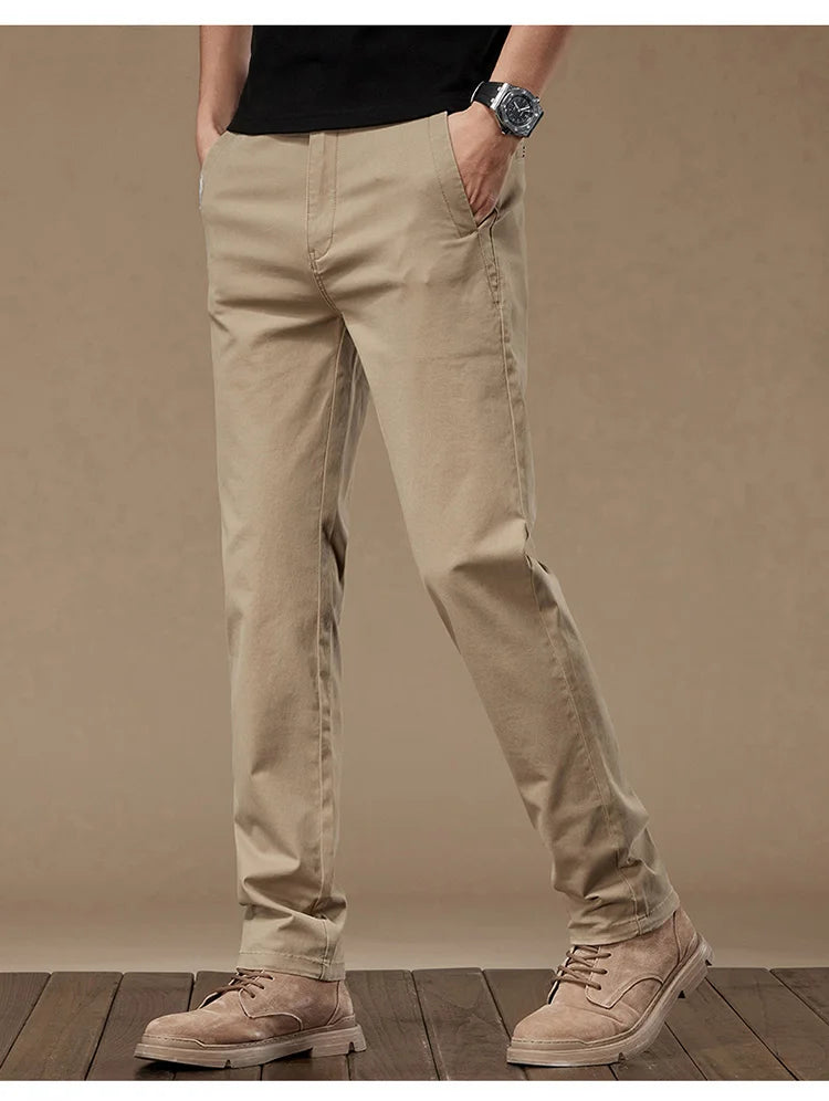 Business Casual Trousers Men's 2024 Autumn New Men's Clothes Work Pants Male Formal Dress Straight Pants Black Gray Khaki