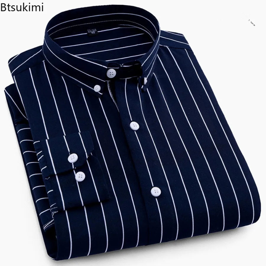 Lynett Lamar Men's Plaid & Striped Print Long Sleeve Casual Shirt — Regular Fit Business Social