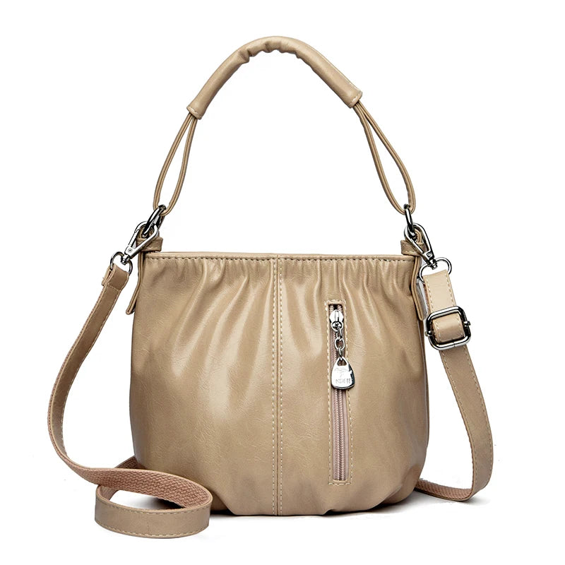 Women's Bag Bucket bag Handbags Female Handbags Retro Solid Color PU Leather Shoulder Underarm Bags Ladies Shopper Hobos Bags