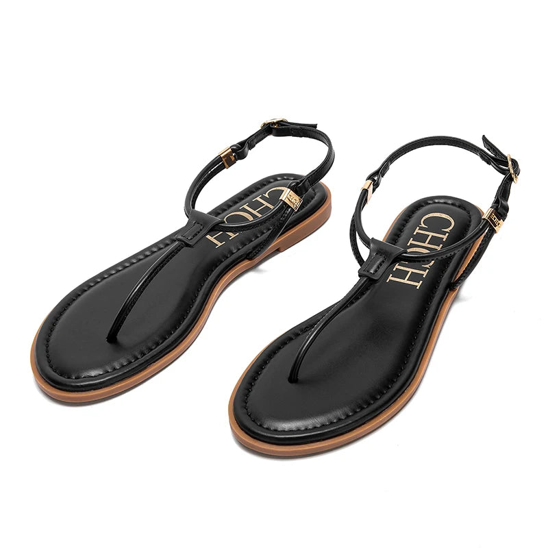 CHCH Women's Flat Sandals Summer Minimalist Toe Beach Shoes Vacation Outdoor
