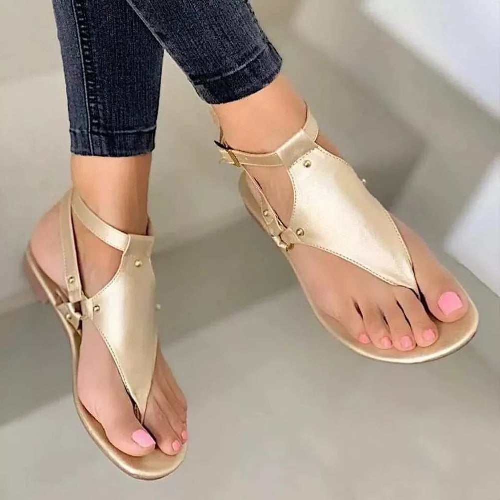 Women's Sandals Simple Clip Toe Flat Shoes Herringbone Shoes Outdoor Sandals Fashion Lightweight Flat Sandals V-Shaped Sandals