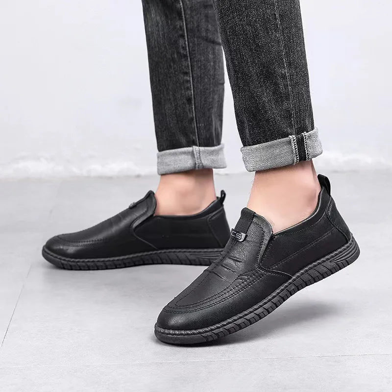 Men Business Dress Shoes Fashion Handmade Leather Casual Shoes for Men Soft Sole Driving Flats Comfort Slip on Loafers Moccasins