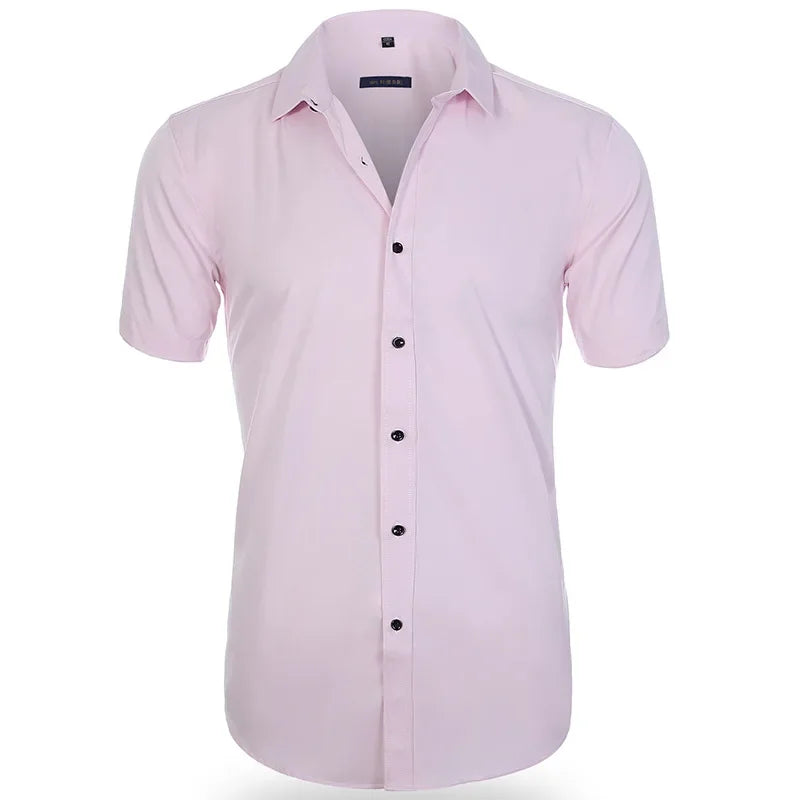 Men's Slim Fit Stretch Long Sleeve Dress Shirt — Square Collar Elegant Business Social