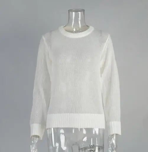 Women's Sweater 2025 Spring Autumn New Comfortable Round Neck Long Sleeve Casual Knitted Basic Semi Transparent Pullover Sweater