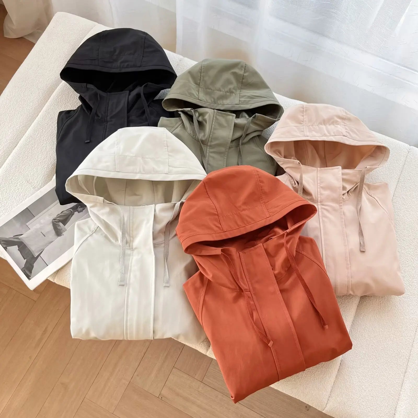 Women's Red Jacket Windproof Waterproof  2025 Casual Hooded Coat