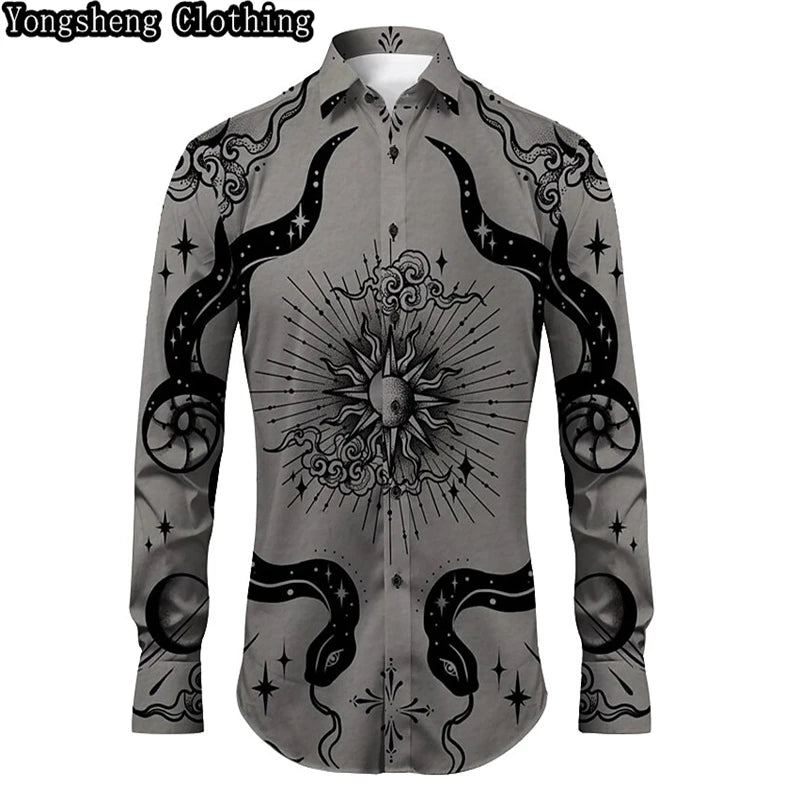 Men's Buttoned Shirt Spring Summer Long Sleeve Mexican Western Denim Comfortable Outdoor Farm Work Fit Easy Clean Large Size 6XL