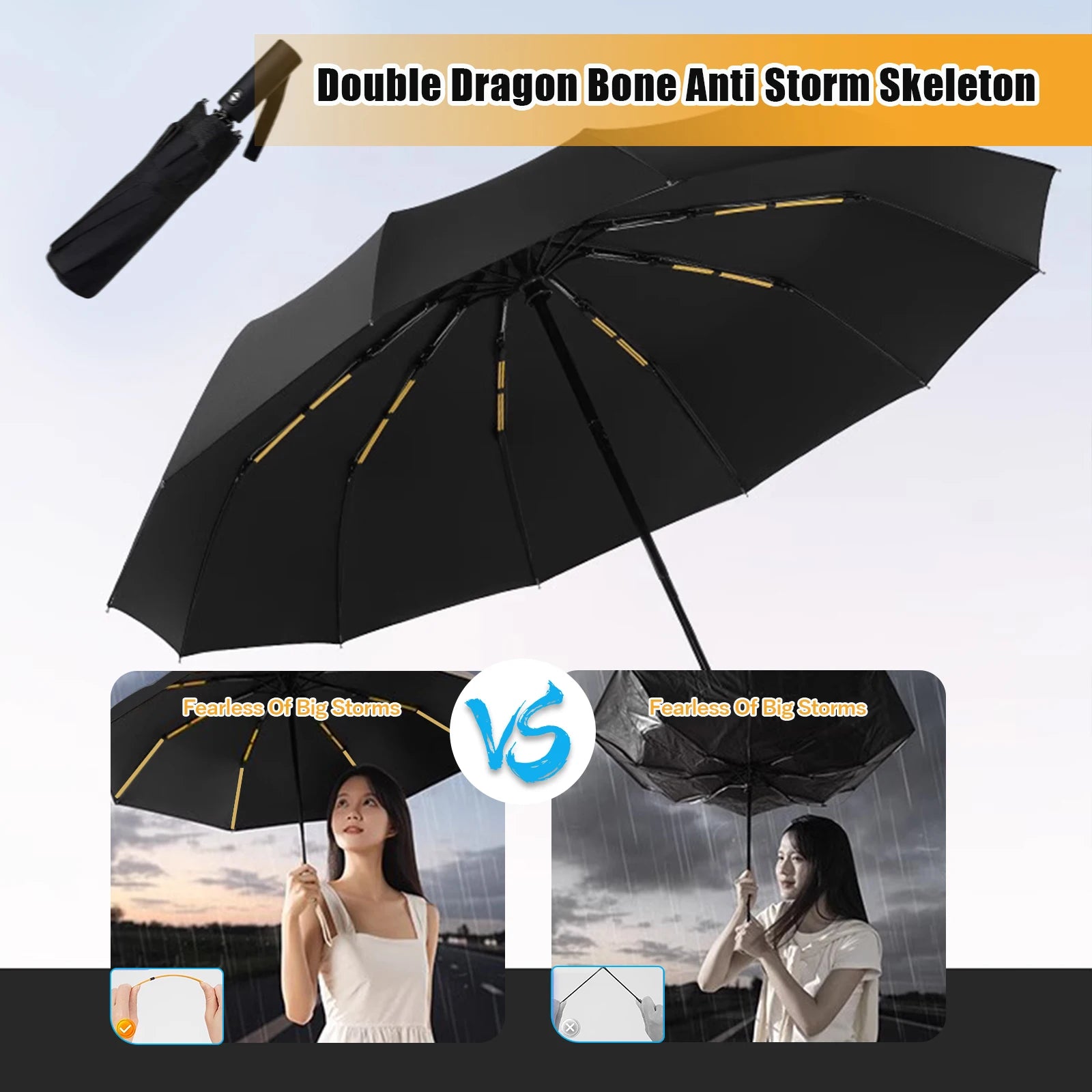 Auto Open Close Umbrella, Large UV Protective & Portable Travel Umbrella, Windproof for Outdoor Activities