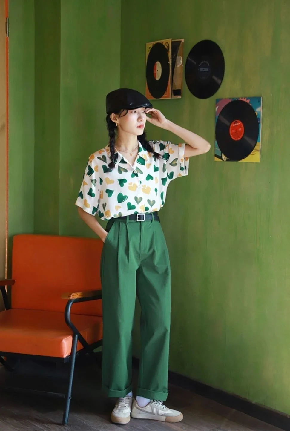 Woman Top Love Shirts & Blouses for Women Green New Collection 2025 Elegant and Youthful S Y2k Fashion Clothing Sales Cool Cute