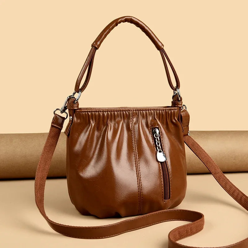 Women's Bag Bucket bag Handbags Female Handbags Retro Solid Color PU Leather Shoulder Underarm Bags Ladies Shopper Hobos Bags