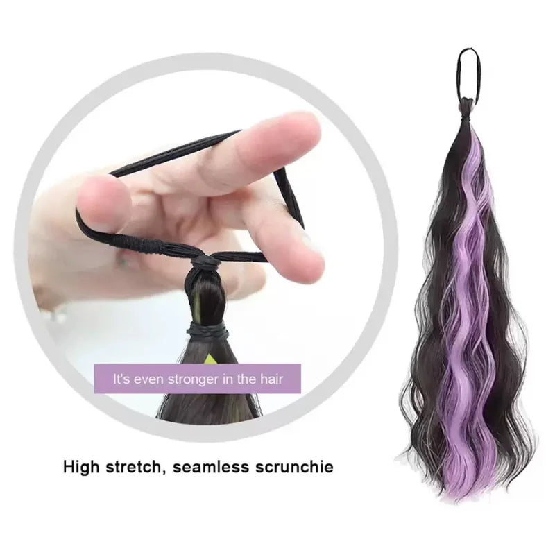 50cm Synthetic Self-Winding Hair Bundle With Elastic Loop DIY Hair Ponytail Bundle To Increase Hair Volume Bud Hair Bun