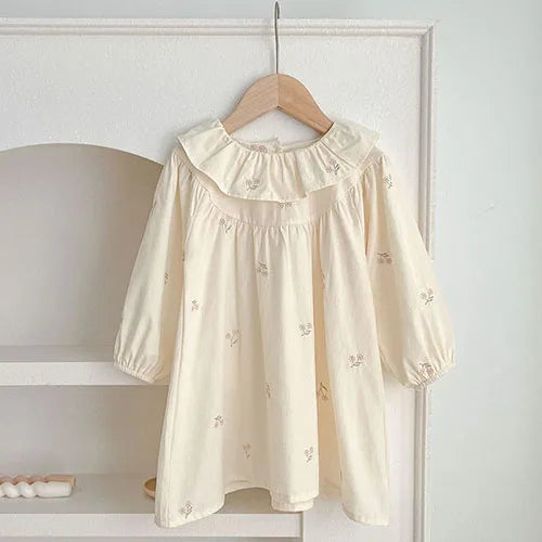 2025 New Spring Sister Dress 2-6Yrs Girl Party Dress Long Sleeved Cotton Mesh Splicing Kids Princess Dresses Children Clothes