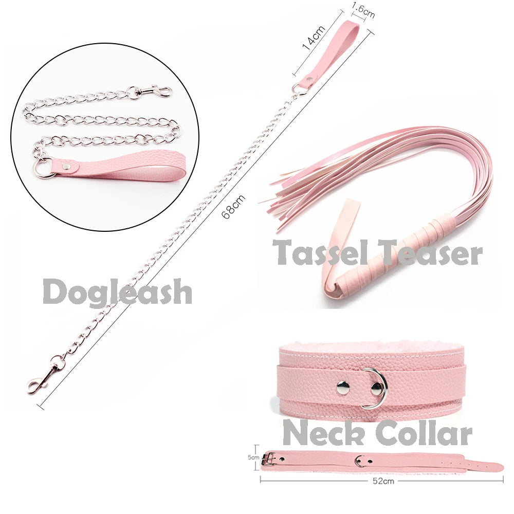 Couple BDSM Adult Toy Flirt Teaser Neck Collar Leash Sex Toy Set SM Slave Erotic Games Toys Tassel Spank Dog Role Play 18+ Toys
