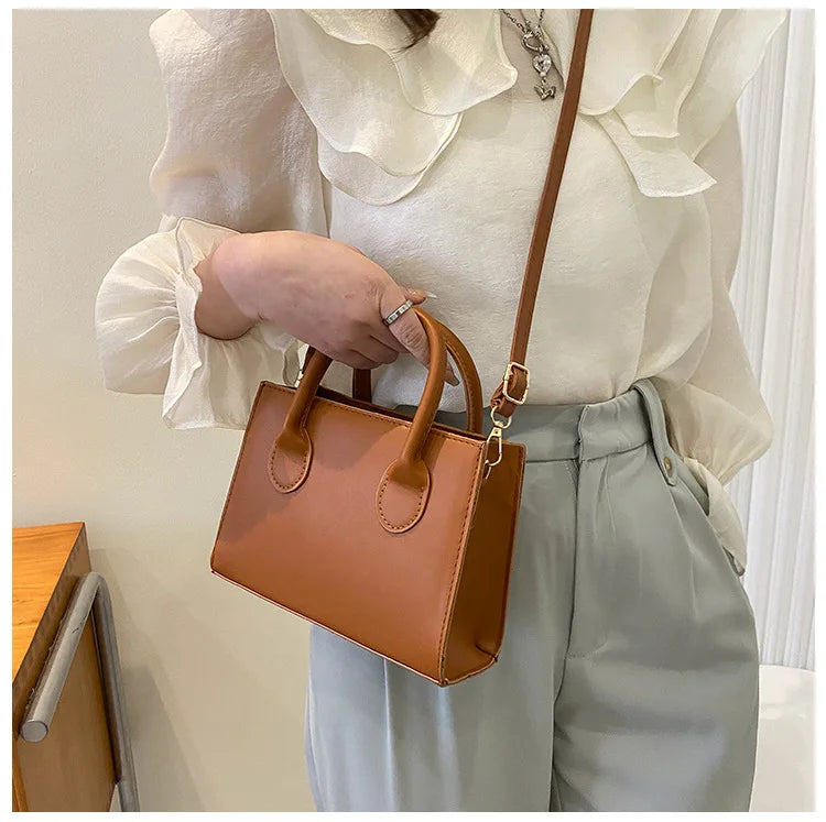 Elegant Black Handbag with Dual Handles, Chic Crossbody Bag, Retro Stylish Tote Small Bag for Women Girls Daily Use, Work, Party