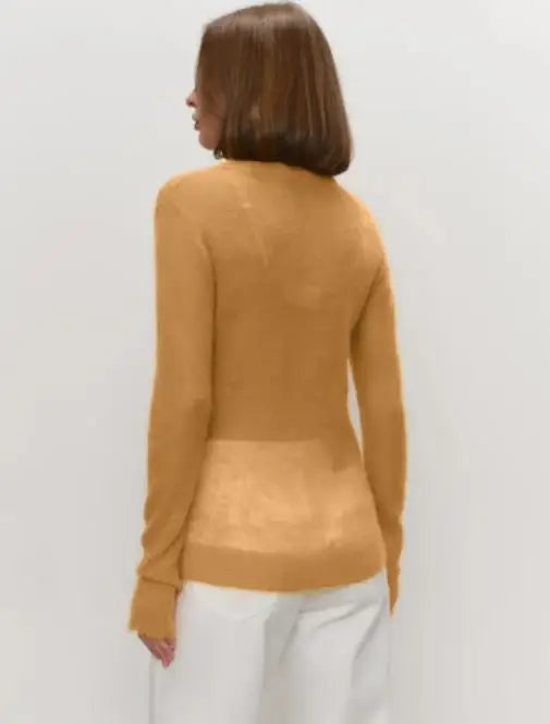 Women's Sweater 2025 Spring Autumn New Comfortable Round Neck Long Sleeve Casual Knitted Basic Semi Transparent Pullover Sweater