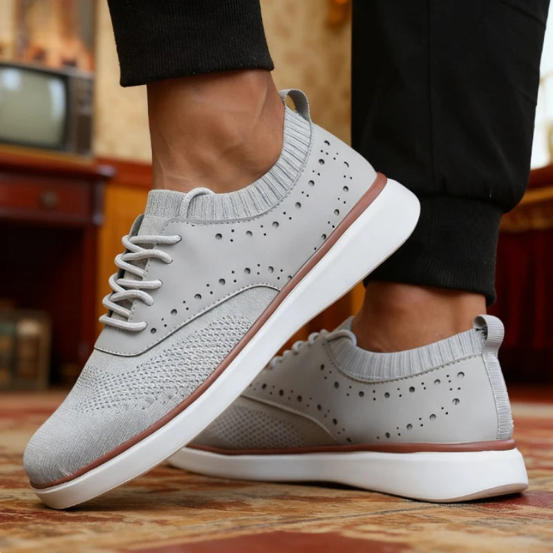 Men's Dress Sneakers Trendy Solid Woven Knit Breathable Mesh Loafers Outdoor Soft  Non Slip Lightweight Flat Designer Shoes Men