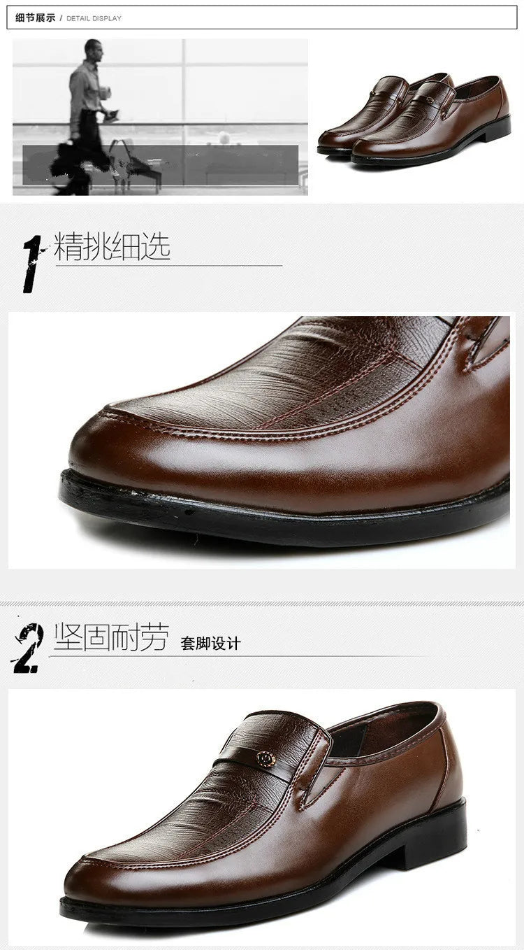 Men's Dress Shoes New Brand Men Business Leather Formal Flat Shoes for Work Office Men Round Shoe Breathable Party Wedding Shoes