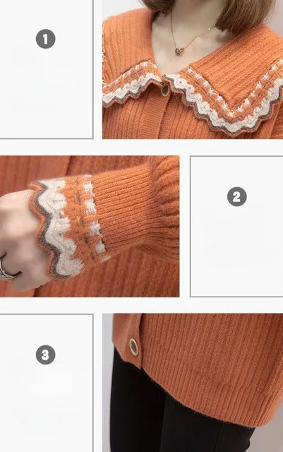 Knitted Sweater Woman Coat Korean Style Fashion 2025 New In Knitwear Office Wear Light Vintage Hot Trend Red Cardigan For Women