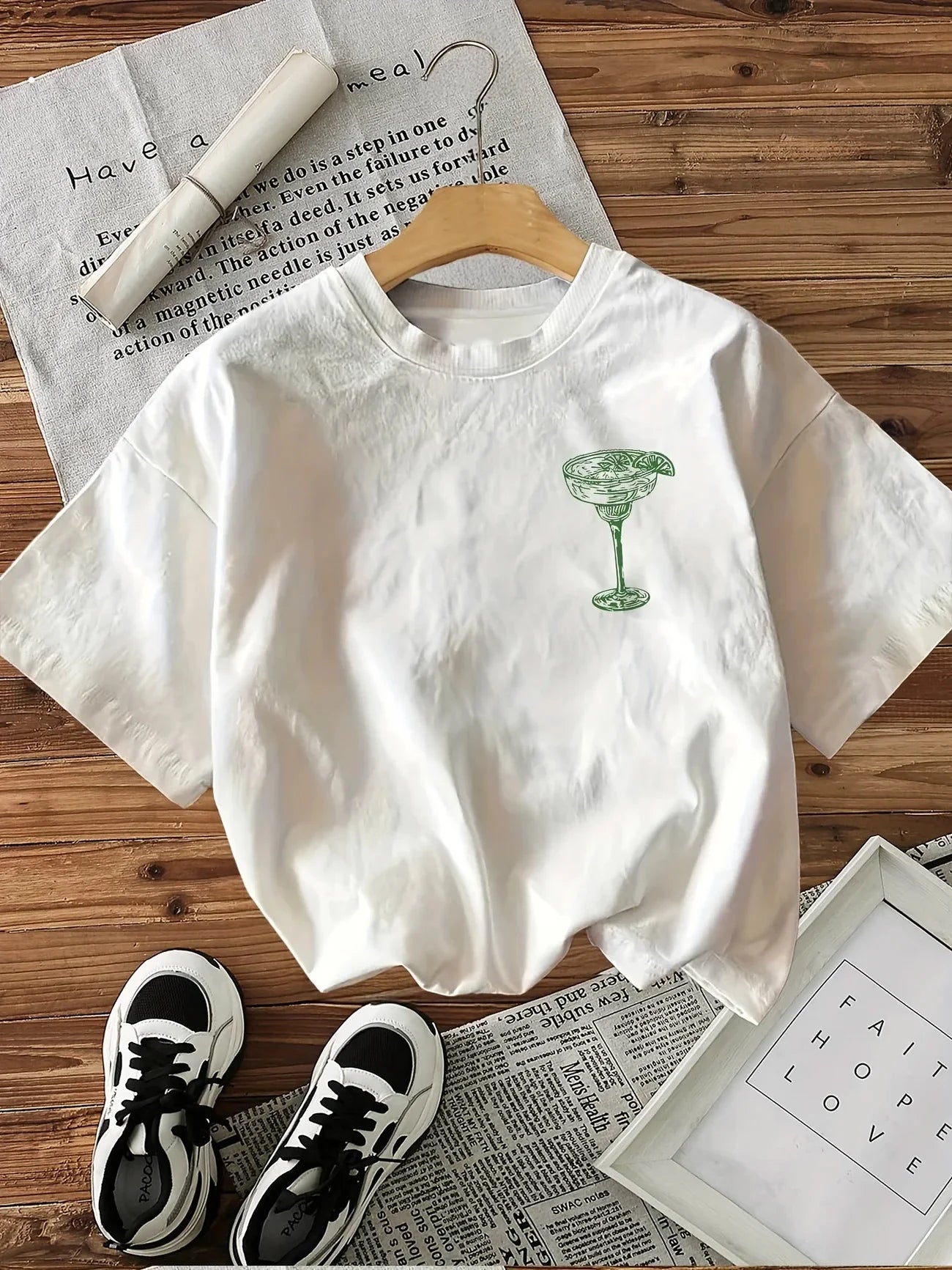 Loose 100% Cotton Y2k Margarita Drink T-Shirts Female Funny T Shirts Egirl Korean Fashion Graphic Tees Tops Women Clothing