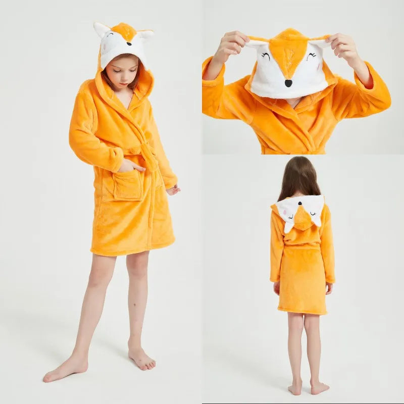 Children Bathrobe For Girls Kigurum Unicorn Pyjamas Kids Colar Fleece Boys Bathrobes Nightgown Baby Sleepwear Hooded Bath Robe