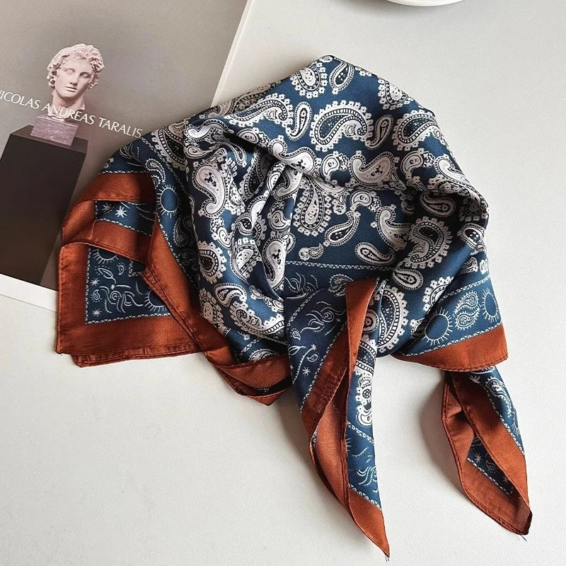 Silk scarf women's 2025 spring and summer new fashion high-end sense retro neck small square scarf accessories