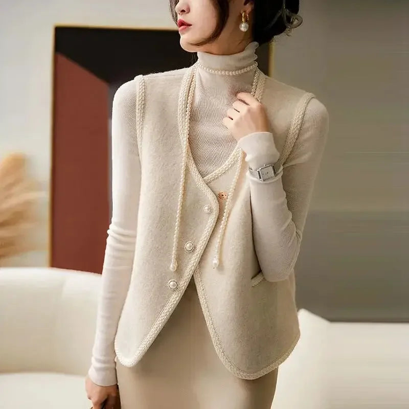 Vest for Women Clothes Fashion 2025 Black Insulated Sleeveless Wool Waistcoat Woman Cold Cheap Lightweight Padded Casual Elegant