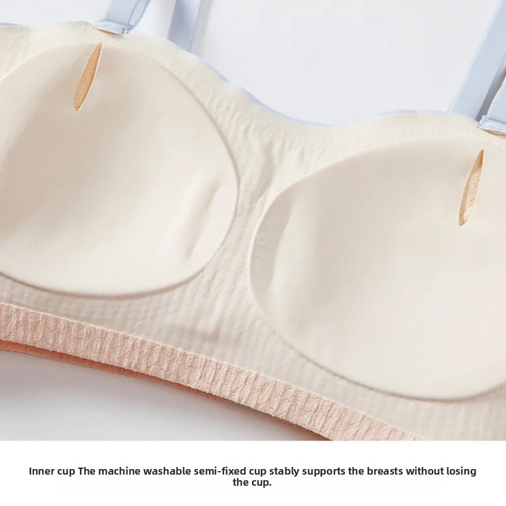 Lingerie Adjustable Wireless Bra Close-fitting Elastic Traceless Brassiere for Women Anti-sagging Gathered Breasts