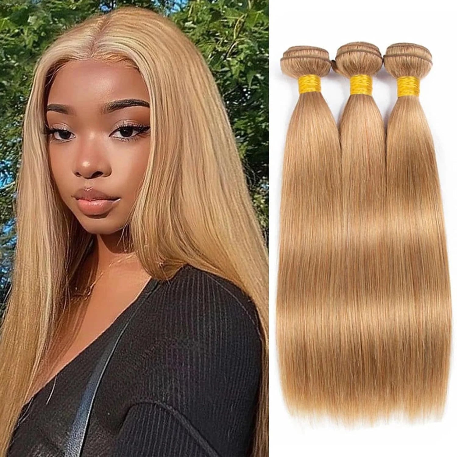 Straight Hair Bundles Human Hair 1/3/4 Pcs Virgin honey blond Hair Bundles Chocolate Brown reddish brown Straight Bundles