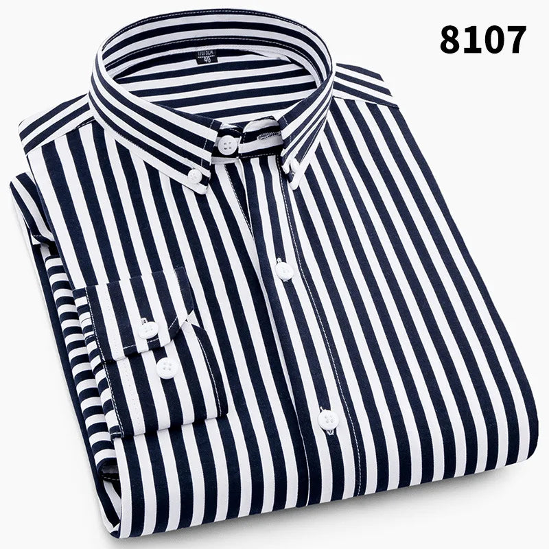Lynett Lamar Men's Plaid & Striped Print Long Sleeve Casual Shirt — Regular Fit Business Social