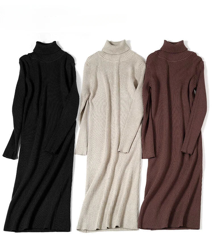 Dresses for Women Sexy Daring Long Clothes Knitted Woman Dress Turtleneck Robe Maxi Brown Bodycon Evening Crochet Harajuku Sale