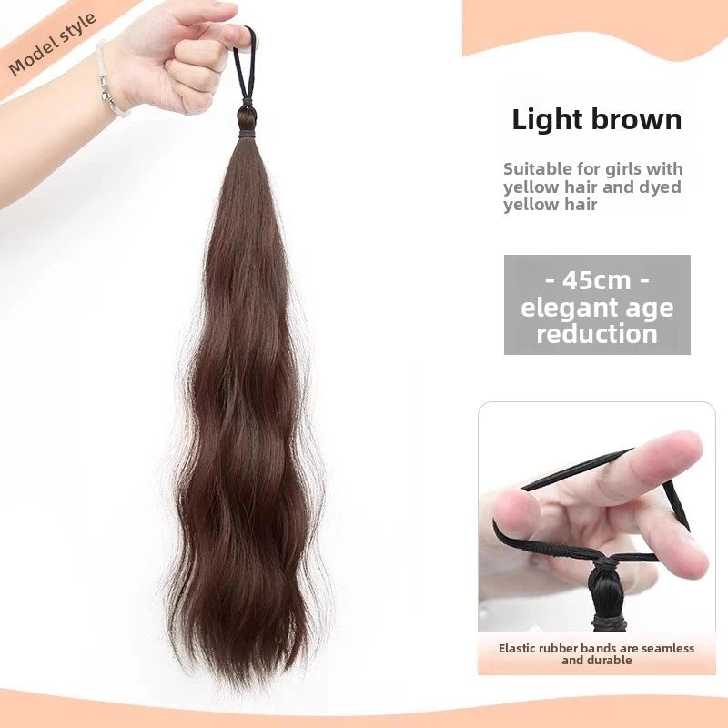 50cm Synthetic Self-Winding Hair Bundle With Elastic Loop DIY Hair Ponytail Bundle To Increase Hair Volume Bud Hair Bun