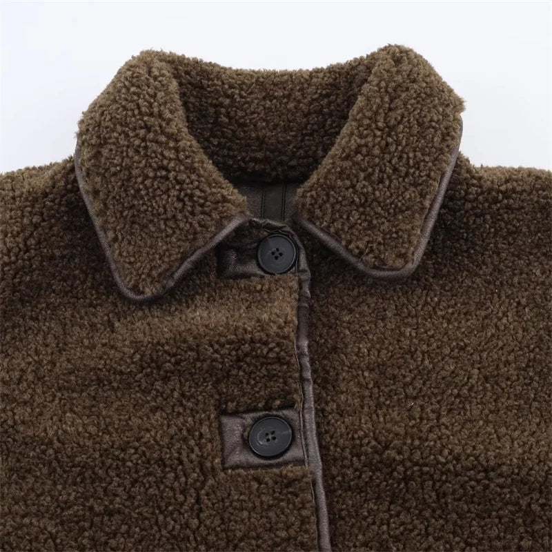 Women's Jacket  Autumn Coat Reversible Fur and Leather Women's Overcoat Corduroy Leather Jacket