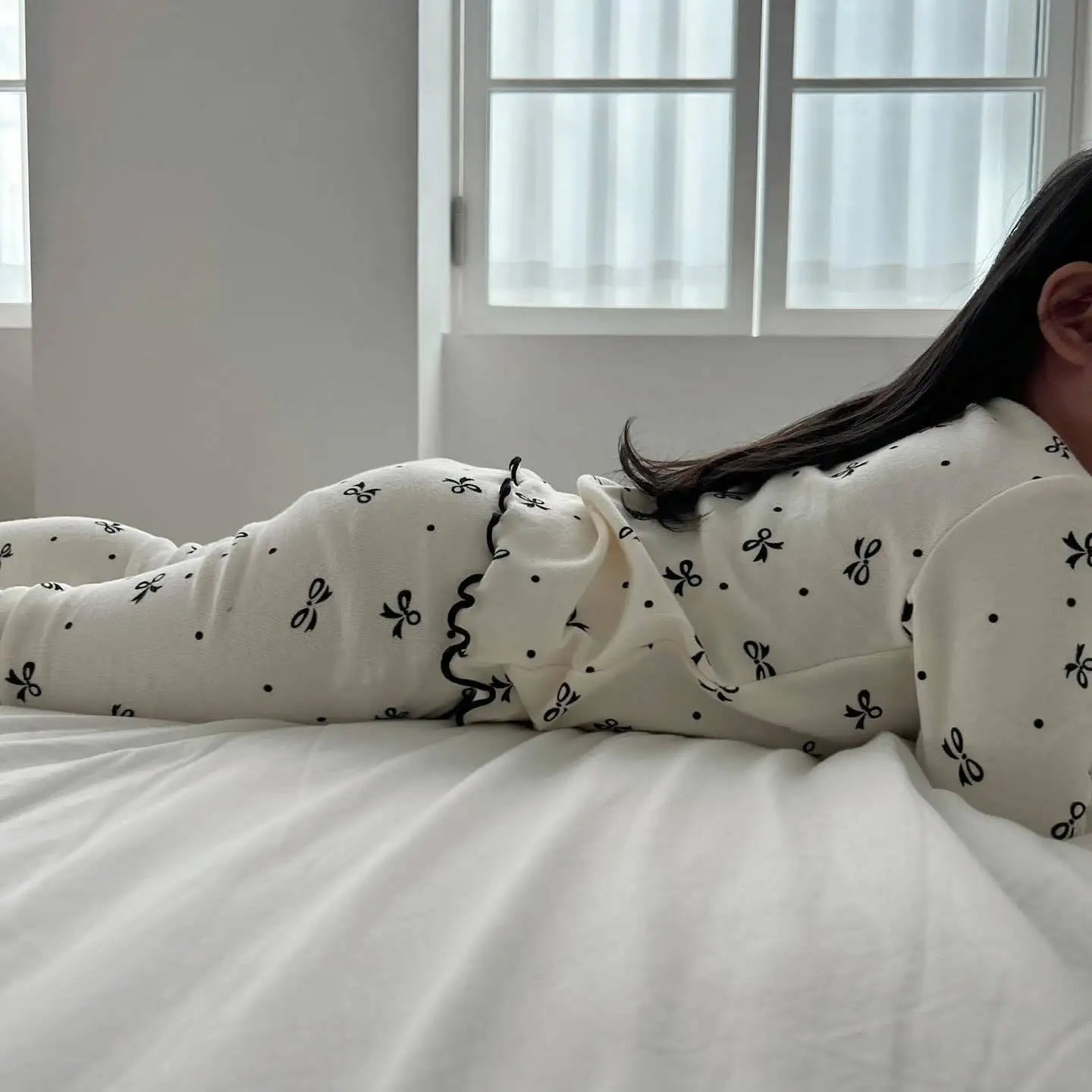Kids Pijama for Girl 26 Korean Children's Homewear Set Cute Printed Long-sleeved Two-piece Set Sleepwear Pajama Set