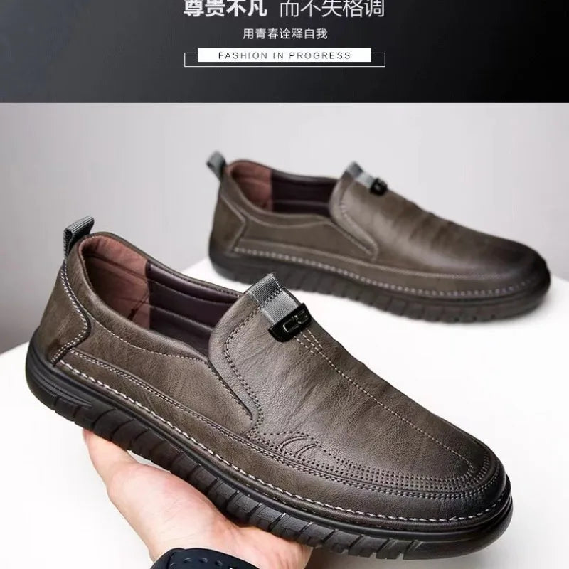 Men Business Dress Shoes Fashion Handmade Leather Casual Shoes for Men Soft Sole Driving Flats Comfort Slip on Loafers Moccasins